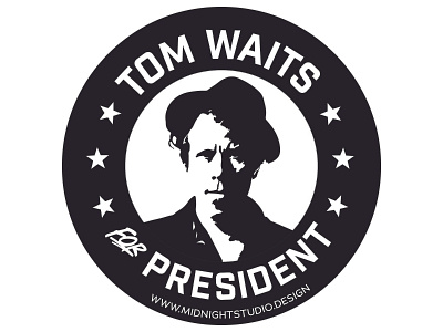 Tom Waits for President black and white branding design illustration music musician simple tom waits vector