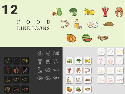 Food line icons adobe food healthy icons illustration vector