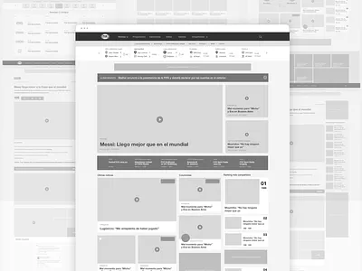 Desktop wireframes - FOX Sports Latam article mobile mockup responsive schedule share tv ui ux video