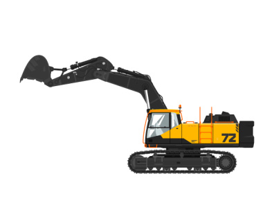 Digger hydraulic excavator with dipper isolated on white backgro