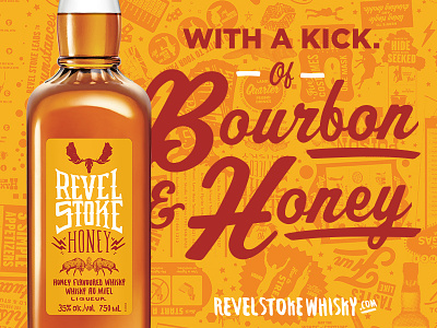 Revel Stoke Honey Whisky Label bourbon canada honey horns illustration label logo revel stoke type whisky