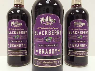 Phillips Blackberry Flavored Brandy alcohol blackberry brandy flavor label liqueur liquor phillips redesign spirits