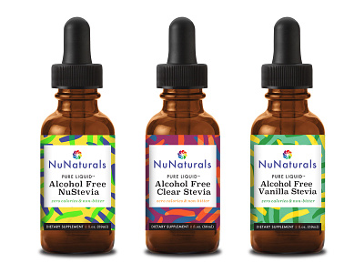 NuNaturals Stevia Sweetener Drops color drops food label design logo natural packaging pattern patterns stevia sweet