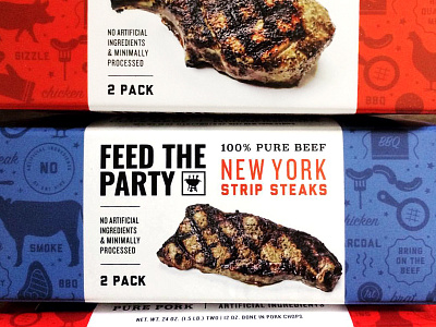 Feed The Party Packaging beef meat meatlovers package package design packaging pattern pork steak