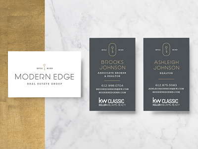 Modern Edge Group, Business Cards branding business cards logo logo design mark modern real estate realtors typography