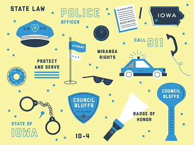 Police Officer Icon Set badge cop icon set icons illustration iowa police police officer state