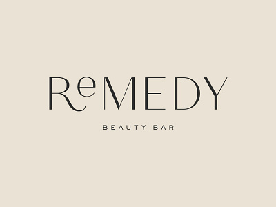 Remedy Primary Logo beauty botanical branding clean green logo makeup natural small business type typography