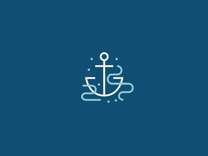 Anchor Mark nautical icon illustration linework movement waves ocean sea mark water anchor