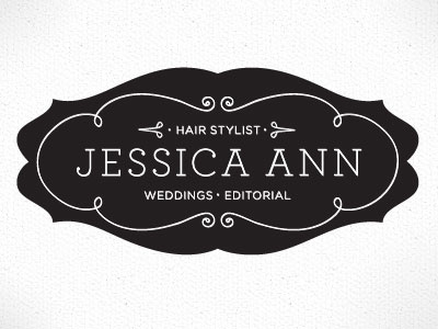 JA Hair Logo black and white editorial hair hair stylist linework logo scissors swirls texture wedding