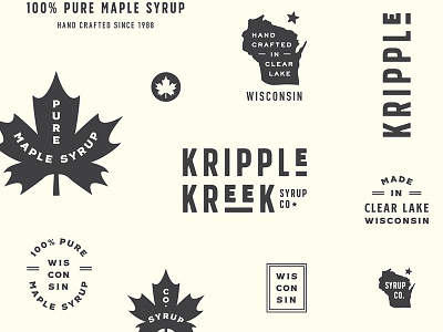 Kripple Kreek Branding brand branding icon leaf logo logo design maple maple leaf maple syrup mark state wisconsin