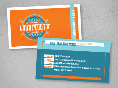 LMM Business Cards bolt business card contrast globe lines lmm loud media mn mouth mpls shapes texture type
