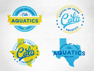 COTA Logo Concept aquatics capital of texas circle cota gotham script stars swimming texas texas state water