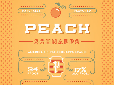Peach Schnapps alcohol dots flavor icon illustration linework liqueur natural peach schnapps shield