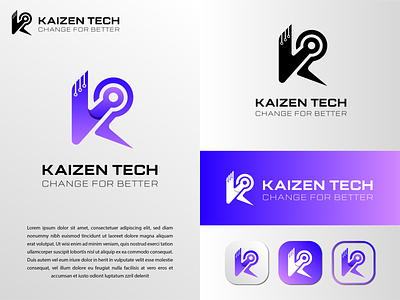 Modern K letter tech logo