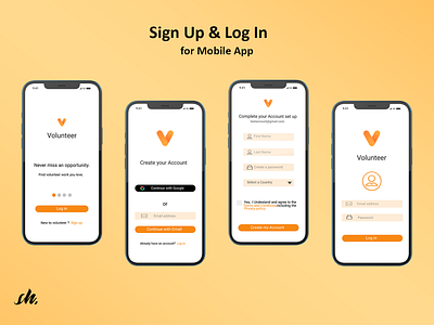 Sign Up & Log In dailyui figma login mobile app sign up ui volunteer