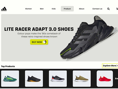 Adidas landing page redesign app branding design icon illustration logo typography ui ux