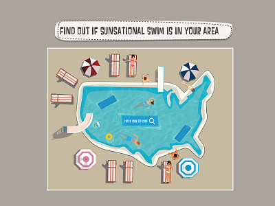 Sunsational website - find pool in America artistic illustration webdesign