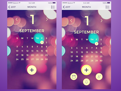 Calendar version 1 screens