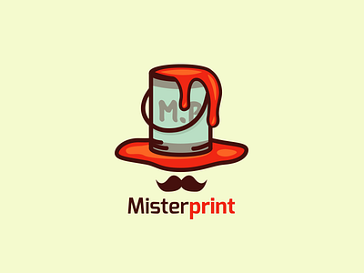 Misterprint clever double logo mister orange paint pot print smart