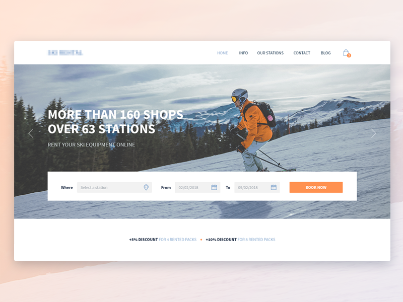 Ski Rental Project header web ux booking input snow hero ui website webdesign rental ski