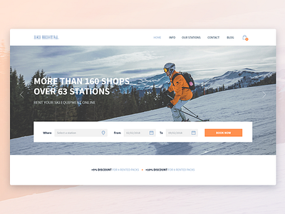 Ski Rental Project booking header hero input rental ski snow ui ux web webdesign website