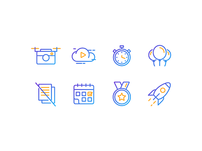 Icons set gradient icon icons linear set