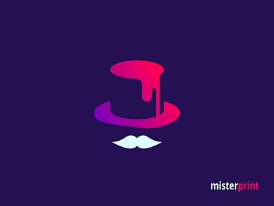 Logo Misterprint hat identity card logo logo identity mister mustache negative space smart smart clever
