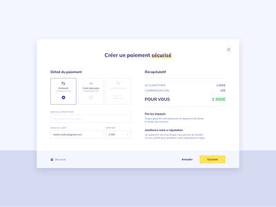 Payment method modal form interface payment payment method purple transfer webdesign white yellow