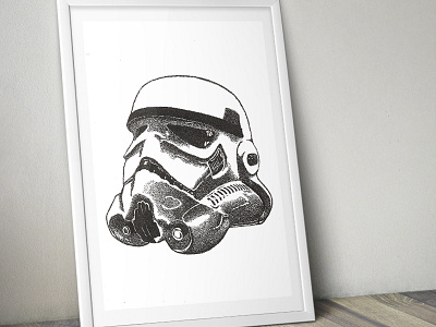 Stormtrooper Stipple drawing graphic design illustration pen and ink stippling