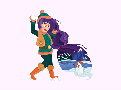 Winter fun character character design design illustration vector vector girl vector illustration vector image