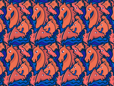 Horse pattern character design design horse illustration pattern pattern design vector vector illustration vector image