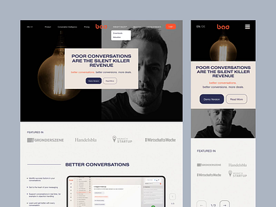 bao´s Conversation Intelligence website design ci conversation intelligence design landing landing design nextpage sales software ui ux web web design website website design