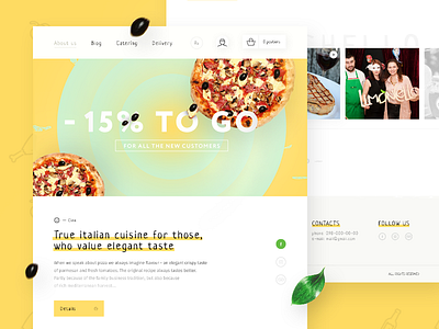 Limoncello website teaser food green restaurant ui web website white yellow
