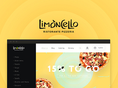 Limoncello Websitee food green pizza restaurant ui ux web website white yellow