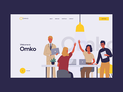 Omko Website design illustration purple ui ux vector web website yellow