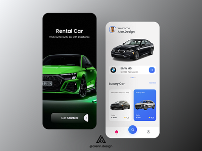 Rental Car Concept App - UI Design 😍 android app audi branding car carrental design design app dribbble post illustration ios logo rental rentcar ui userinterface ux