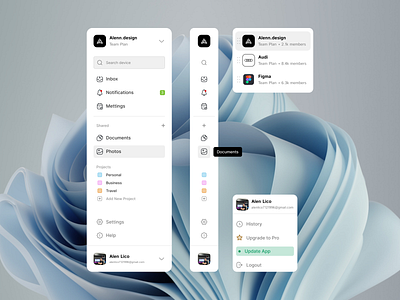 Sidebar - Alenn Design android app dashboard design design app dribbble post dropdown fintech illustration ios left menu macbook menu navigation saas sidebar ui ux web windows