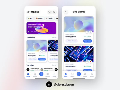 NFT Market - UI Design android app appdesign design design app dribbble post ethereum ios marketnft mobile app mobile app design mobile design mobile ui nft nftart nftartist ui uitrend ux wallet