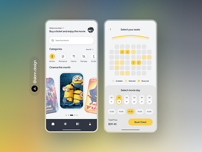 Cinema App UI Design - Minions 😍 app booking booking app cartoon cinema cinema app cinematic colorful design design app dribbble post ios minions movie movie app movie poster movies ticket ticket booking ui