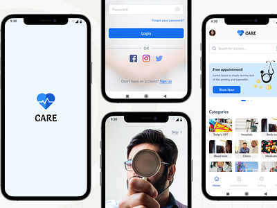 Care App (Medical app for Doctors & Patients) 3d app case study design graphic design logo medical app ui ux design