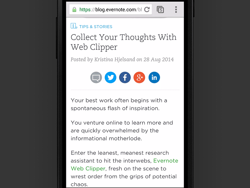 Android Web Clipper for Evernote