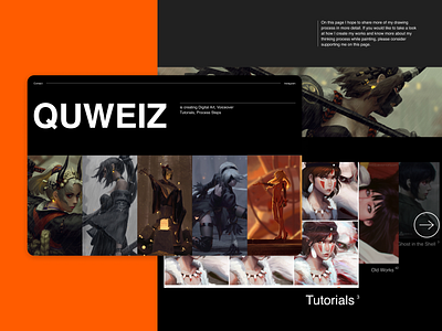 Landing Page for Artist QUWEIZ art dark design figma illustration landing typography ui ux