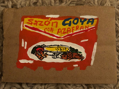 Goya Sazon con Azafran branding guache illustration logo painting typography