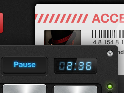 Pause access card clock game gloss gui id card indicator interface iphone metal pause screw texture ui