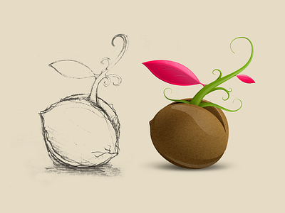 Habitseed Icon app brown drawing green habit icon illustration iphone mobile natur scribble seed sprout