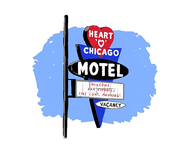 Heart O Chicago Motel adobe fresco chicago illustrator mcm midcentury neon sign