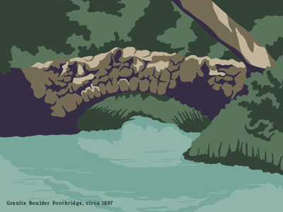 Here's a granite boulder footbridge chicago illustration park poster wpa