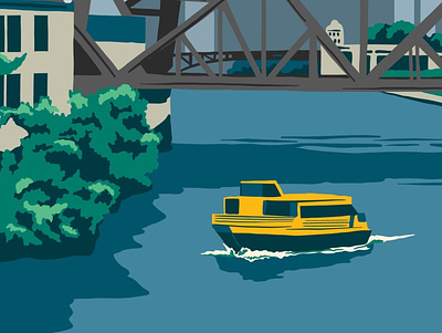 Taxiin' boat chicago illustration water