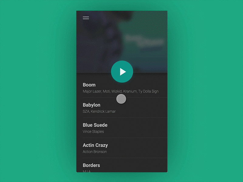 Music Player animation appdesign daily ui flat music player prototype ui ux