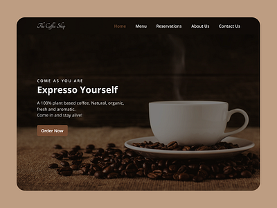 Coffee Shop Landing Page app branding brown coffee design icon landing page picture typography ui ux
